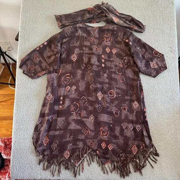 Mamta Kimono Boho Lagenlook Fringe Tribal Scarf Accessory - Picture 14 of 16